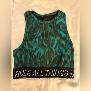 Pam & Gela Green Leopard-print Sports Bra (S)